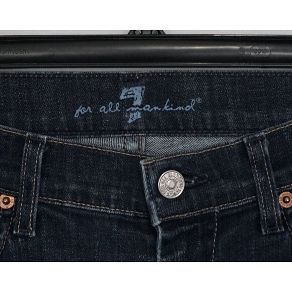 7 For All Mankind Blue Denim Capri Stretch Cropped Jeans Size 29 - Picture 3 of 4